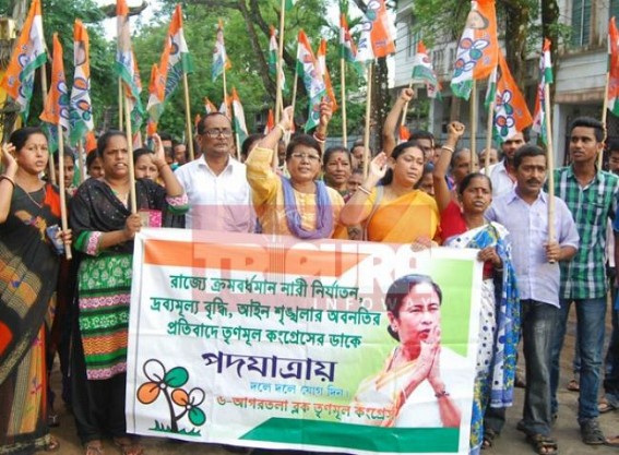 Rapes, murders, crime-rate spiked up in Tripura : Trinamool Cong. protested against the Law & Order Situation under CM Manik Sarkar Rapes, murders, crime-rate spiked up in Tripura : Trinamool Cong. protested against the Law & Order Situation under CM Manik Sarkar